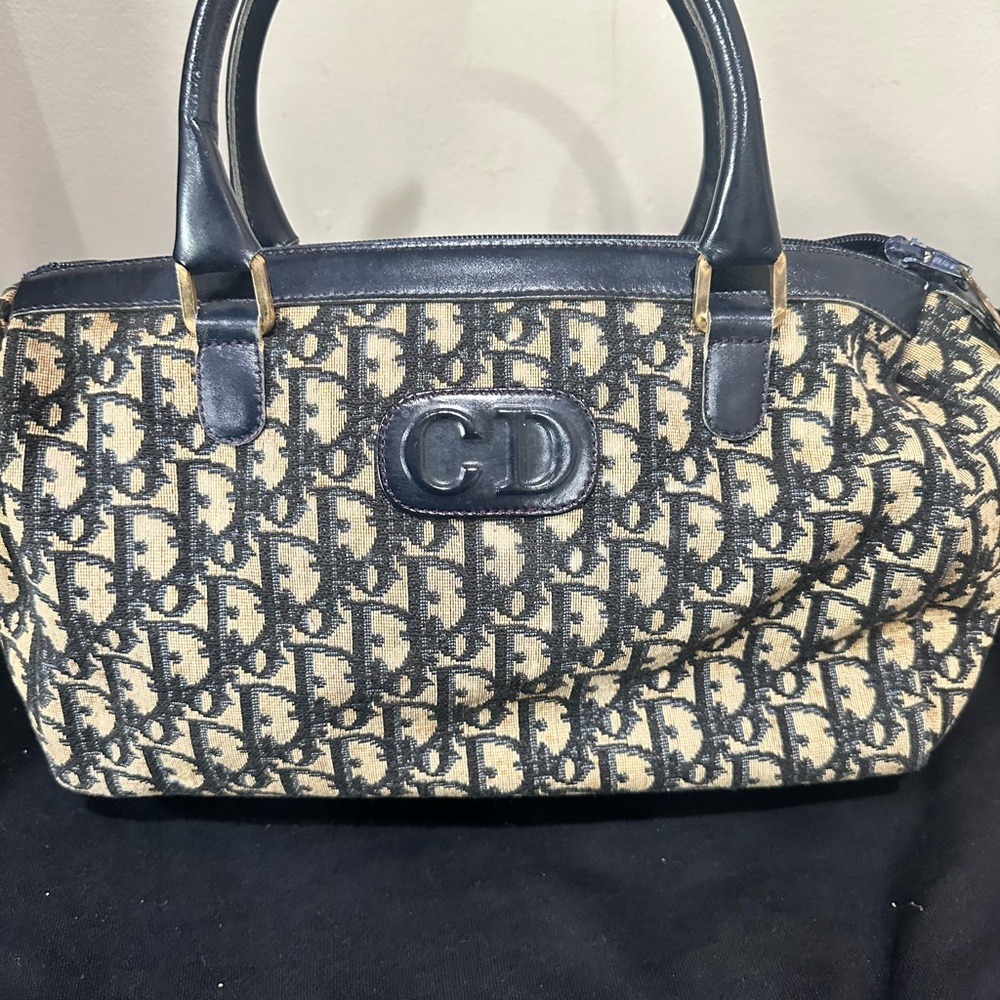 Dior Blue and Cream Monogram Tote